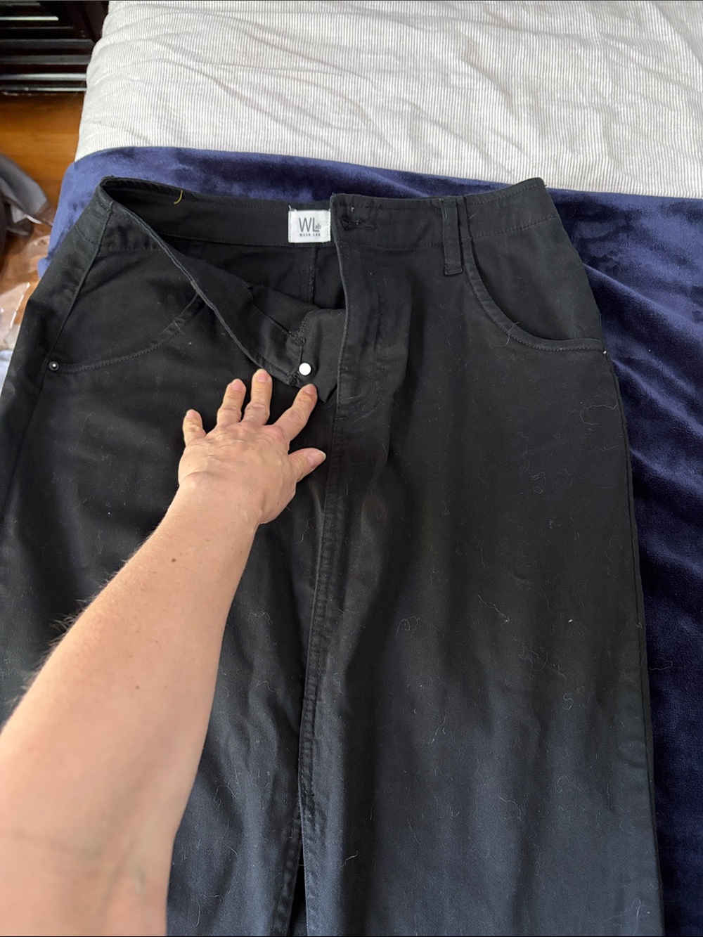 Wash Lab, Denim Daily Slit Midi Pencil Skirt, Black, 29 - Picture 6 of 7